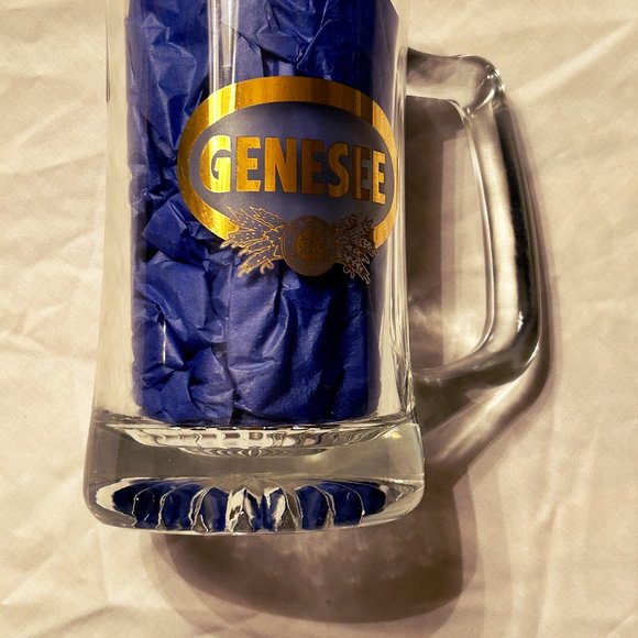 Vintage Genesee Beer Gold Rim Etched Flying Ducks Glass Mug Stein NEW Cond - Picture 3 of 7